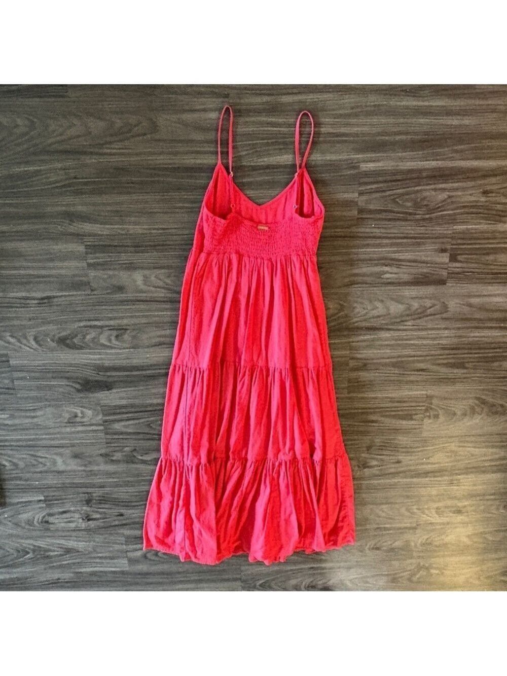Billabong Dance Away Red Cotton Maxi Dress V-neckline - Picture 4 of 11